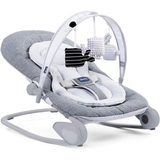 Chicco Hoopla Baby Bouncer – Grey | Adjustable Recline, Toy Bar, Folds Flat | Birth to 18kg