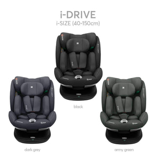 KikkaBoo i-Drive 360° Rotating Baby Child Car Seat i-Size ISOFIX - Dark Grey