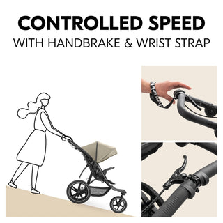 Hauck Runner 3 All-Terrain Pushchair with Handbrake and Air Wheels - Olive