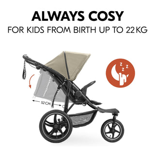 Hauck Runner 3 All-Terrain Pushchair with Handbrake and Air Wheels - Olive