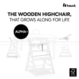 Hauck Alpha+ Premium Bundle Wooden High Chair - Beech White