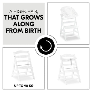 Hauck Alpha+ Premium Bundle Wooden High Chair - Beech White