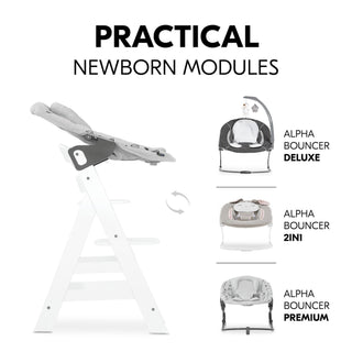 Hauck Alpha+ Premium Bundle Wooden High Chair - Beech White