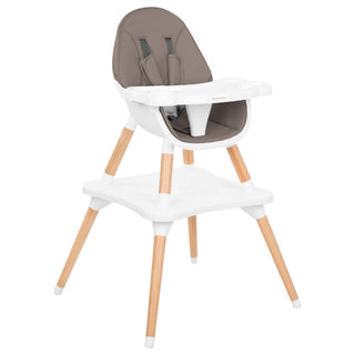 KikkaBoo Multi 3 in 1 Wooden Baby Highchair Table Set 4-Position Tray Dark Beige