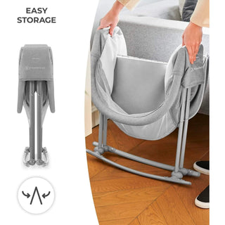Kinderkraft Baby Crib 3 in 1 LOVI Cradle Travel Cot Rocker Portable - Grey