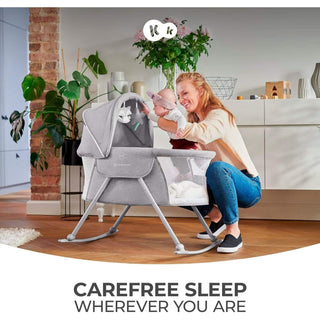 Kinderkraft Baby Crib 3 in 1 LOVI Cradle Travel Cot Rocker Portable - Grey