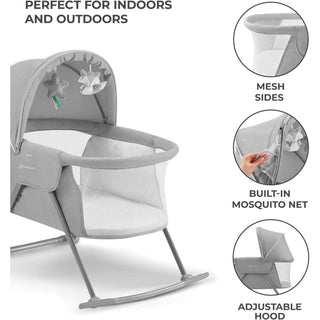 Kinderkraft Baby Crib 3 in 1 LOVI Cradle Travel Cot Rocker Portable - Grey
