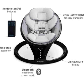 Munchkin Electric Baby Bouncer Chair Swing Rocker & Gentle Baby Bouncing Chair with Motion & Sounds - Black