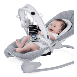 Chicco Hoopla Baby Bouncer – Grey | Adjustable Recline, Toy Bar, Folds Flat | Birth to 18kg