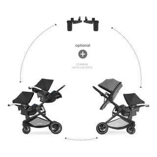 Hauck Atlantic Twin Pushchair – Grey | Convertible Twin Pram & Pushchair with Universal Car Seat Compatibility