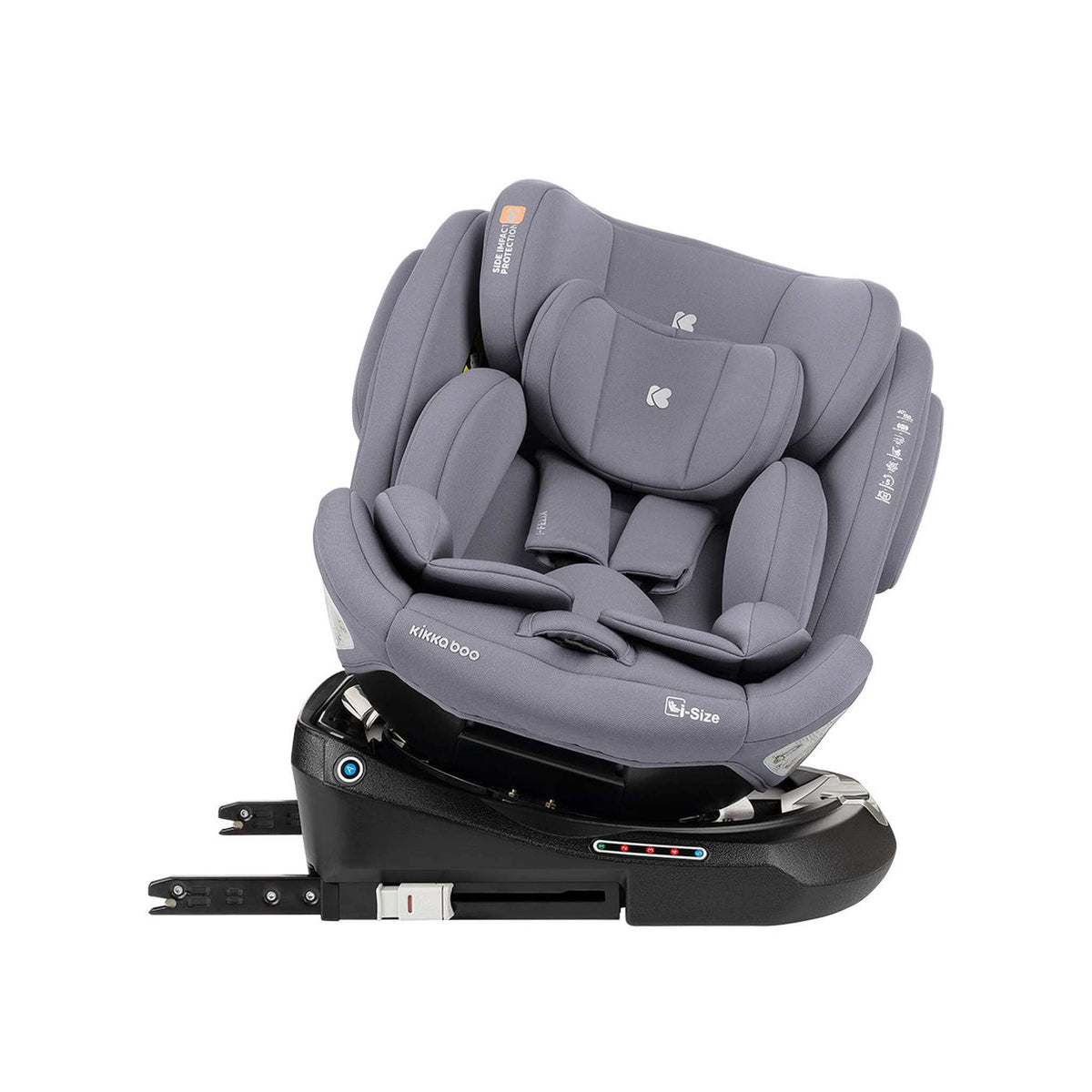 KikkaBoo i-Felix i-Size Car Seat ISOFIX 40-150 cm Light Grey – rotated towards the door