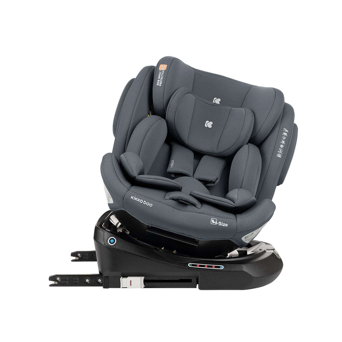 KikkaBoo i-Felix i-Size Car Seat ISOFIX 40-150 cm Dark Grey – rotated towards the door