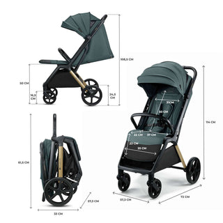 Kinderkraft Loom Stroller – Jade Green | Lightweight, Foldable Pushchair for Birth to 22kg