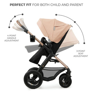 Kinderkraft Moov 2 3-in-1 Travel System with Mink Pro i-Size Car Seat – Sand Beige