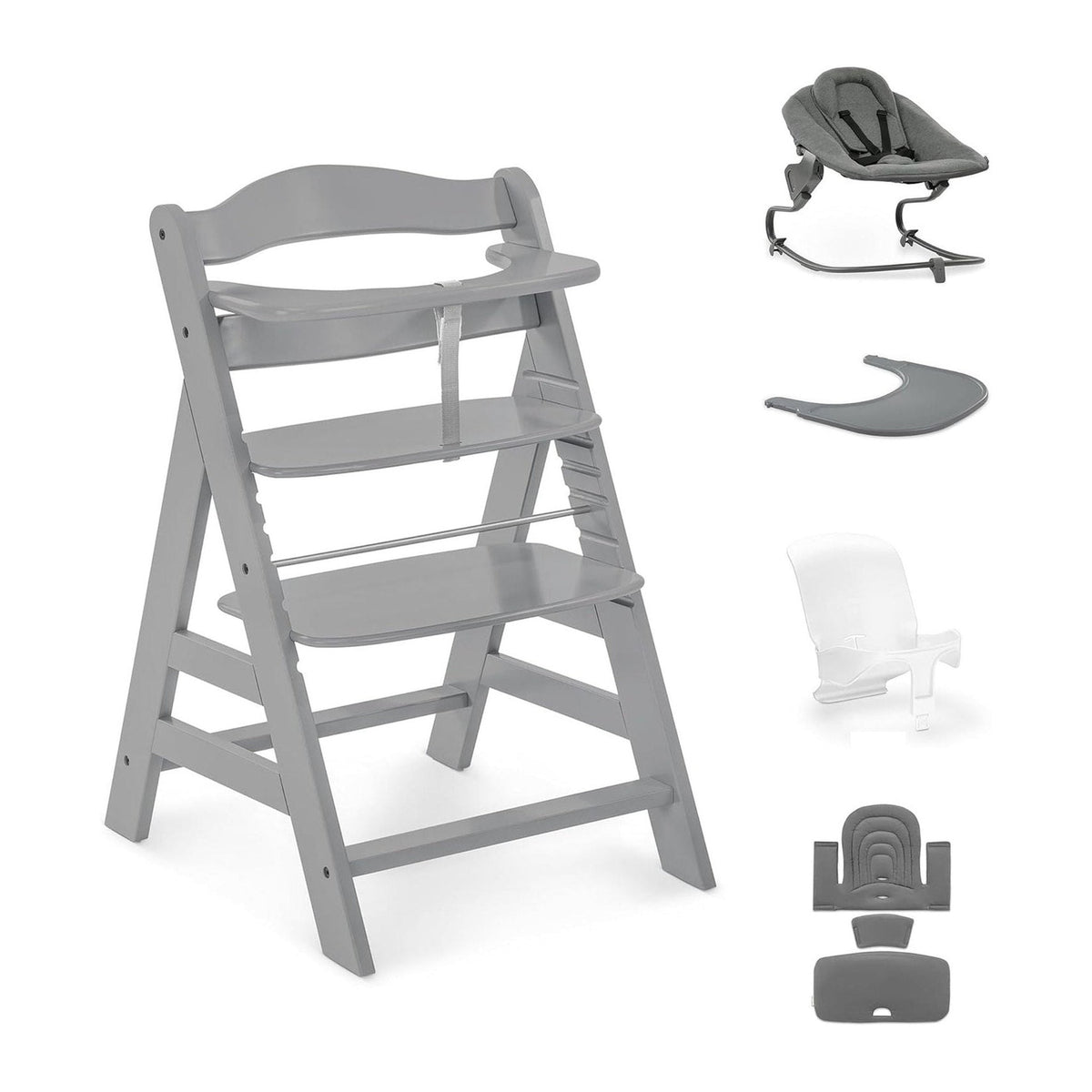 Hauck Alpha+ Premium Bundle Grey High Chair - Beech Grey