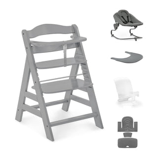 Hauck Alpha+ Premium Bundle Grey High Chair - Beech Grey