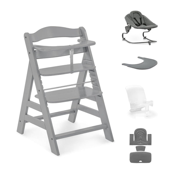 Hauck Alpha+ Premium Bundle Grey High Chair - Beech Grey
