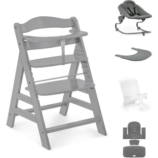 Hauck Alpha+ Premium Bundle Wooden High Chair - Beech Grey