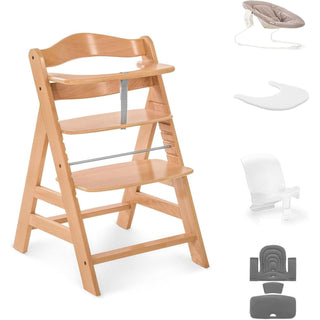 Hauck Alpha+ Economy Bundle Wooden High Chair - Beech Natural