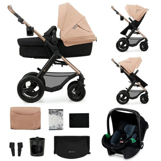 Kinderkraft Moov 2 3-in-1 Travel System with Mink Pro i-Size Car Seat – Sand Beige