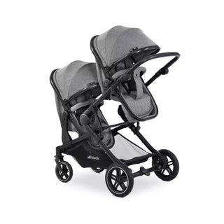 Hauck Atlantic Twin Pushchair – Grey | Convertible Twin Pram & Pushchair with Universal Car Seat Compatibility