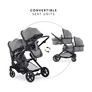 Hauck Atlantic Twin Pushchair – Grey | Convertible Twin Pram & Pushchair with Universal Car Seat Compatibility