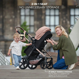 Kinderkraft Moov 2 3-in-1 Travel System with Mink Pro i-Size Car Seat – Sand Beige