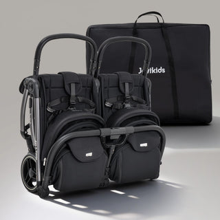 JoviKids Ayla Twin Pushchair – Lightweight Double Stroller with Compact Fold Black