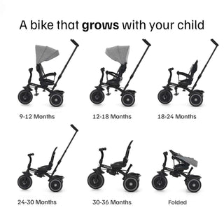 Puggle Easy Twist 6-in-1 Folding Trike with Parent Handle – Melange Grey