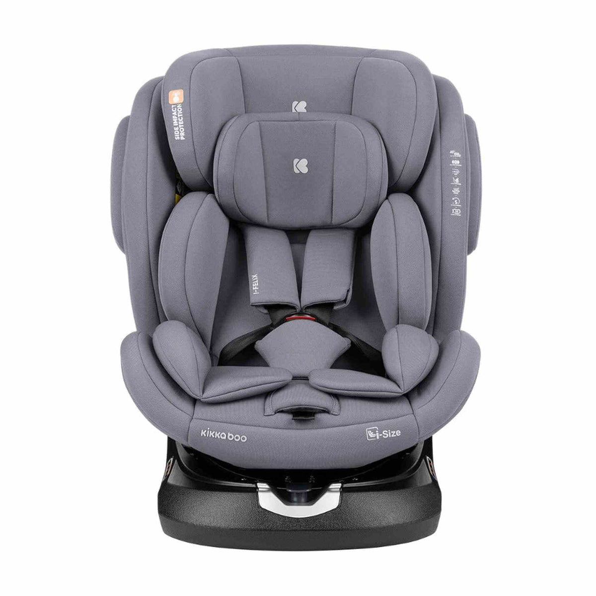 KikkaBoo i-Felix i-Size Car Seat ISOFIX 40-150 cm Light Grey – front view with insert
