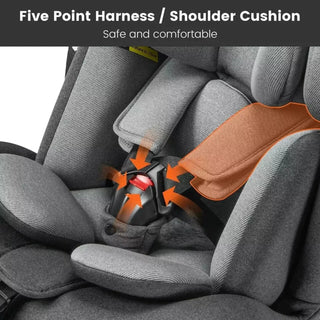 Jovikids i-Size 360° Rotating Car Seat with ISOFIX 40-150cm Baby Childs, Dark Grey