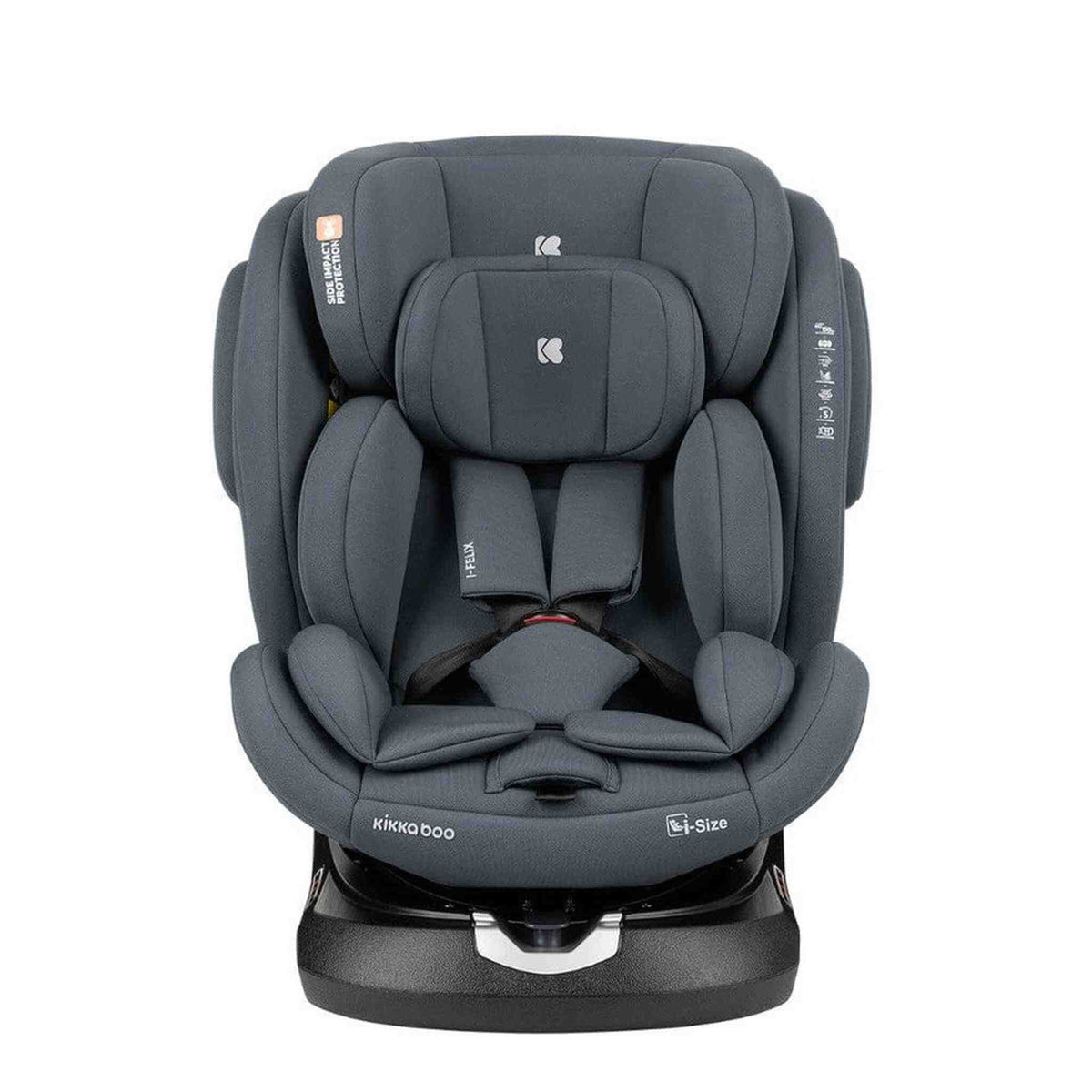 KikkaBoo i-Felix i-Size Car Seat ISOFIX 40-150 cm Dark Grey – front view with insert