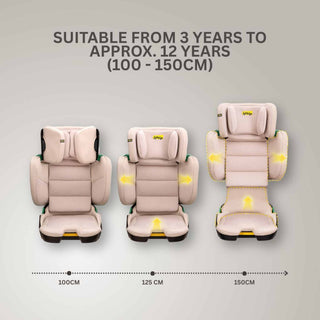 JoviKids Rober+ Folding i-Size Booster Car Seat 3–12 Years Rosewood
