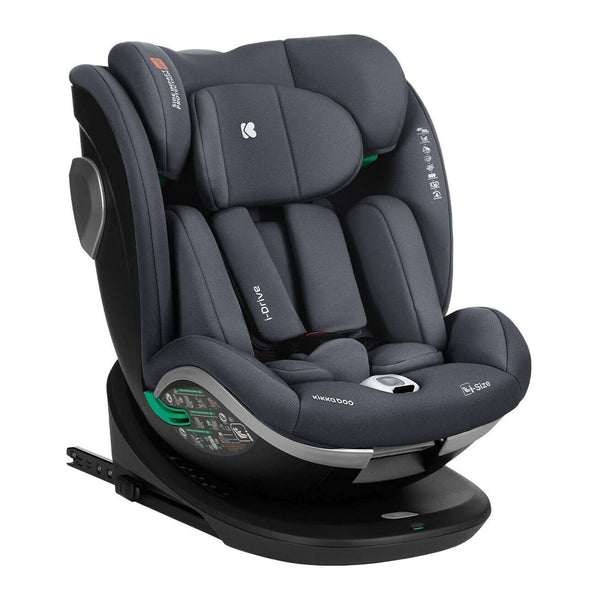KikkaBoo i-Drive 360° Rotating Baby Child Car Seat i-Size ISOFIX - Dark Grey