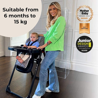 My Babiie MBHC8 Premium Highchair Adjustable 3 Recline Positions 6 Height Black