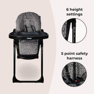 My Babiie MBHC8 Premium Highchair Adjustable 3 Recline Positions 6 Height Black