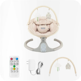 MoMi Kenani Baby Swing – Sand | Electric Rocker with Sounds 0–9kg