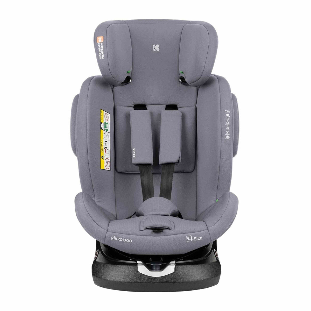 KikkaBoo i-Felix i-Size ISOFIX Car Seat 40–150cm – Light Grey