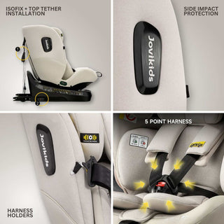 JoviKids Ranger TT 360 Spin ISOFIX Car Seat R129 i-Size Birth to 12 Years Milkstone