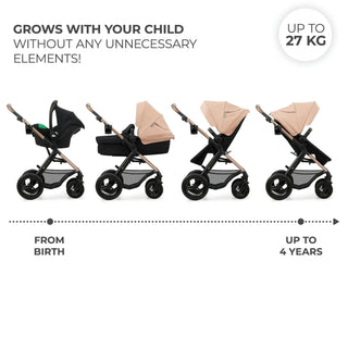 Kinderkraft Moov 2 3-in-1 Travel System with Mink Pro i-Size Car Seat – Sand Beige