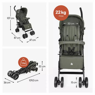 Hauck Fold N Care Pushchair – Olive Lightweight Travel Stroller