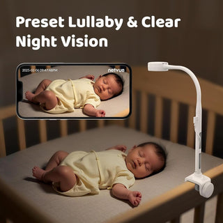 NETVUE Peekababy Baby Camera – Smart Monitor with Sleep Analysis, 4-in-1 Crib Mount & Night Vision