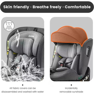 Jovikids i-Size 360° Rotating Car Seat with ISOFIX 40-150cm Baby Childs, Dark Grey