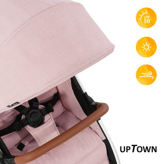 Hauck Uptown Pushchair Stroller Extra Large Seat for All Terrains with Raincover Melange Rose