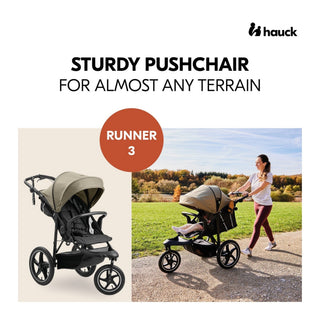 Hauck Runner 3 - All-Terrain Pushchair with Handbrake & Air Wheels - Olive
