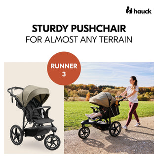 Hauck Runner 3 All-Terrain Pushchair with Handbrake and Air Wheels - Olive