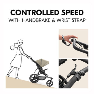 Hauck Runner 3 - All-Terrain Pushchair with Handbrake & Air Wheels - Olive