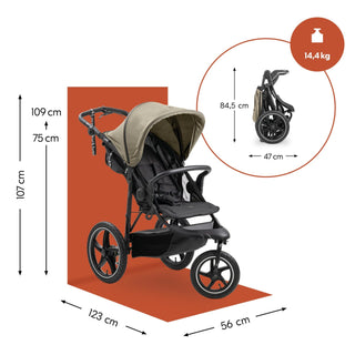 Hauck Runner 3 All-Terrain Pushchair with Handbrake and Air Wheels - Olive