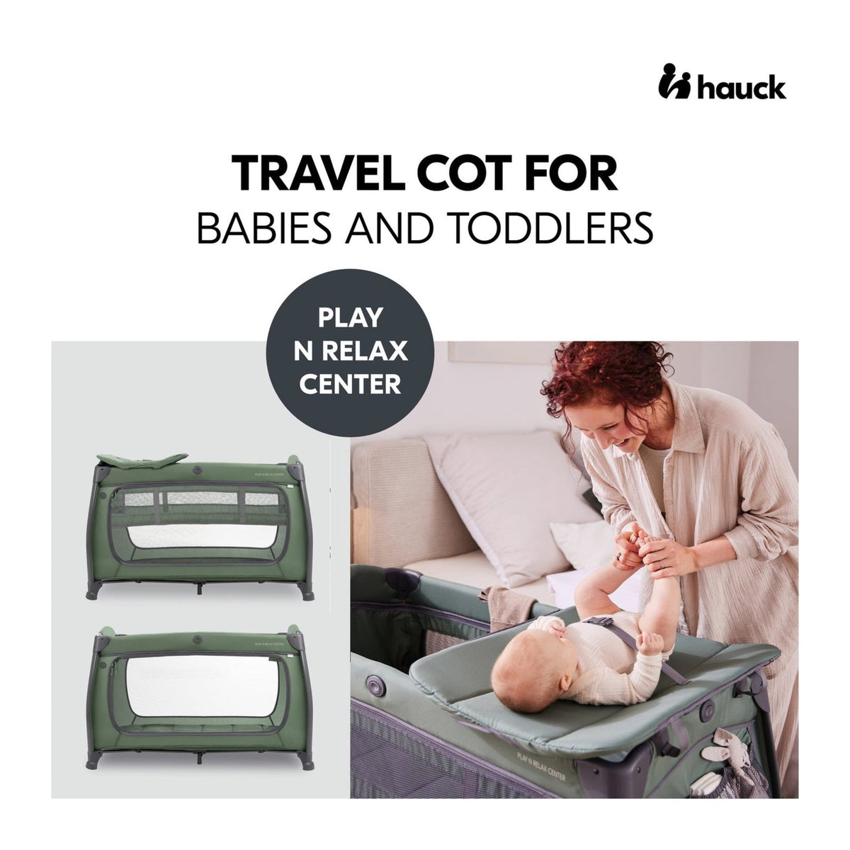 Hauck Play N Relax Center Travel Cot - Dark Green