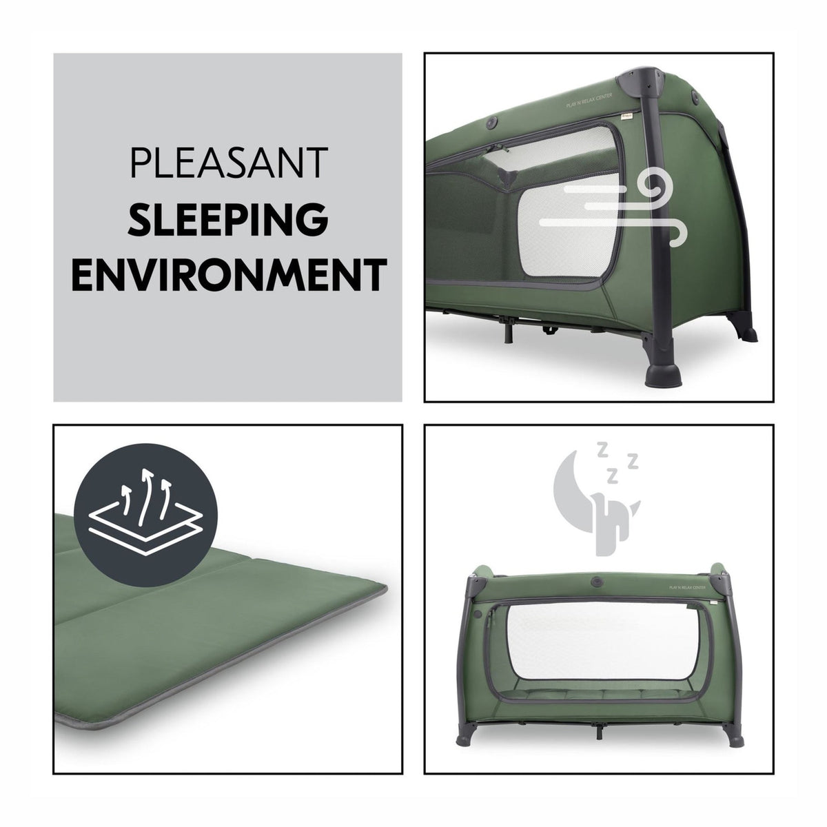 Hauck Play N Relax Center Travel Cot - Dark Green